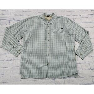 Eddie Bauer Travex Shirt Mens XL Green Plaid Vented Long Sleeve Hiking Outdoor